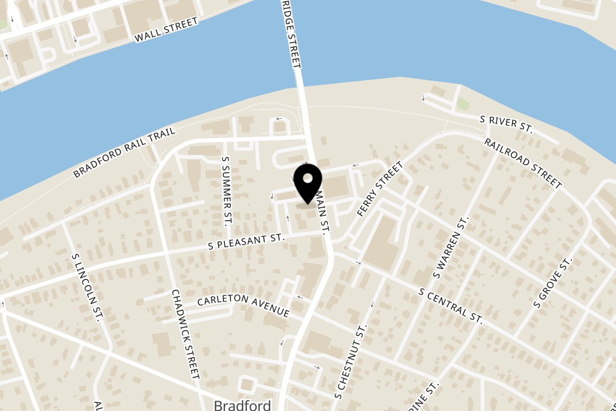 Map showing the location of Mac Daddies and a little more Haverhill on 75 South Main Street in Haverhill